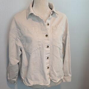 Banana Republic Cotton Twill Pocket Shirt / Cream / Small